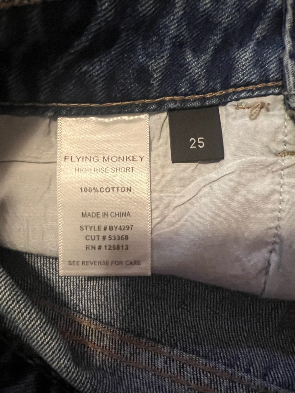 Flying Monkey Frayed High-Rise Distressed Denim Shorts - Size 25 - Picture 3 of 3